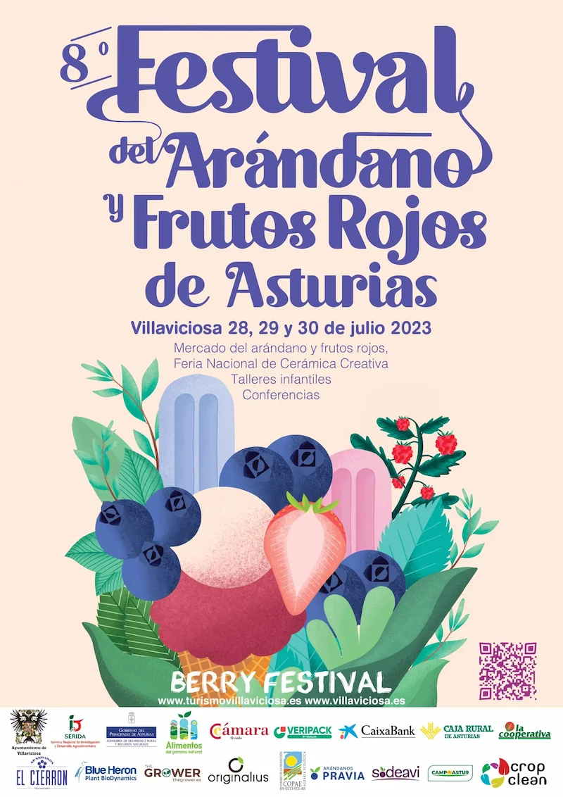 Cartel Festival Arndanos y Frutos rojos de Villaviciosa - Berry Festival