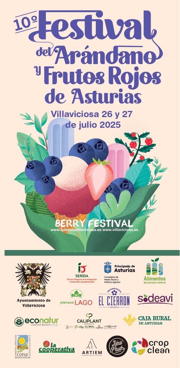 Cartel Festival Arndanos y Frutos rojos de Villaviciosa - Berry Festival